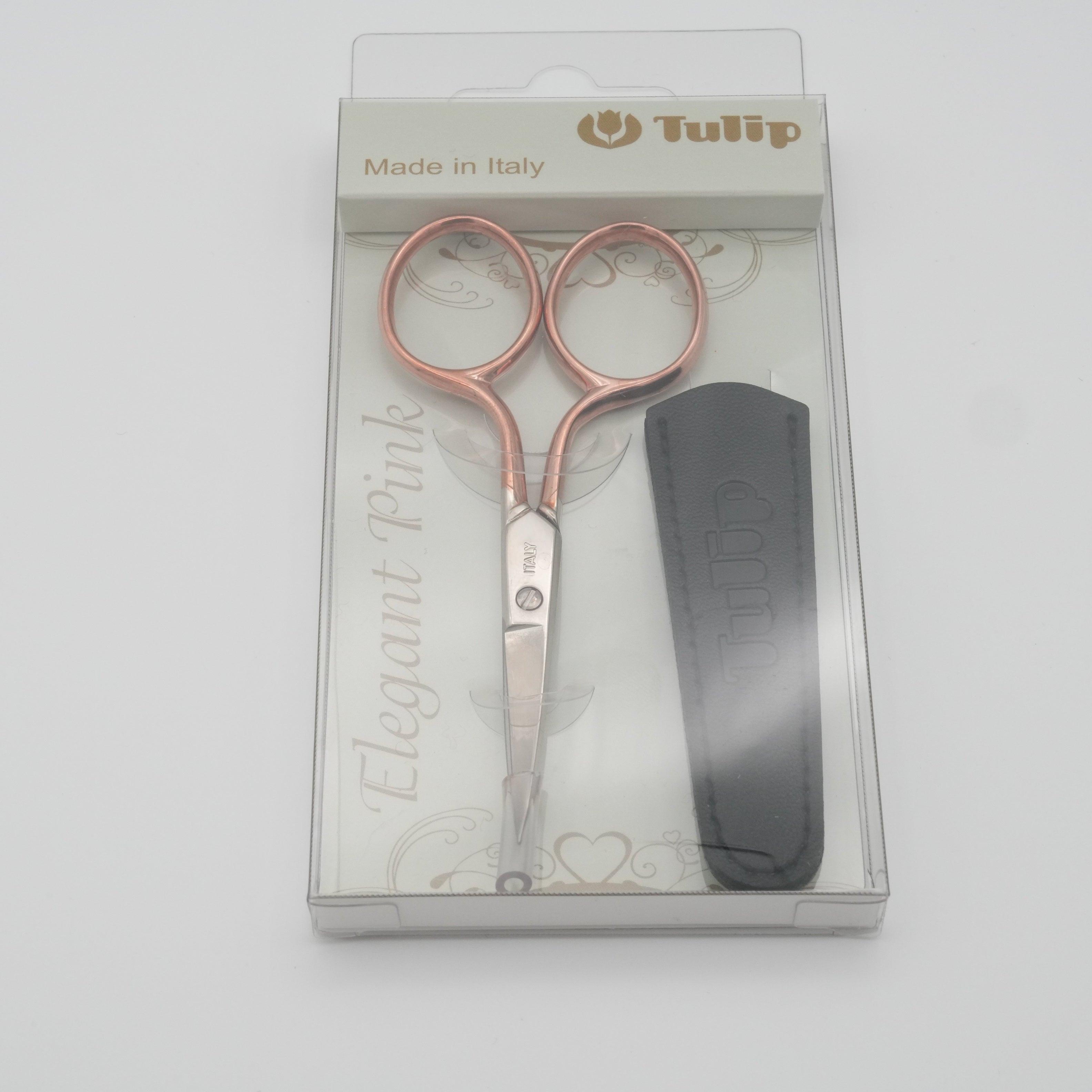 Tulip Scissors Pink Gold Curved 9.2 cm TIC-001e