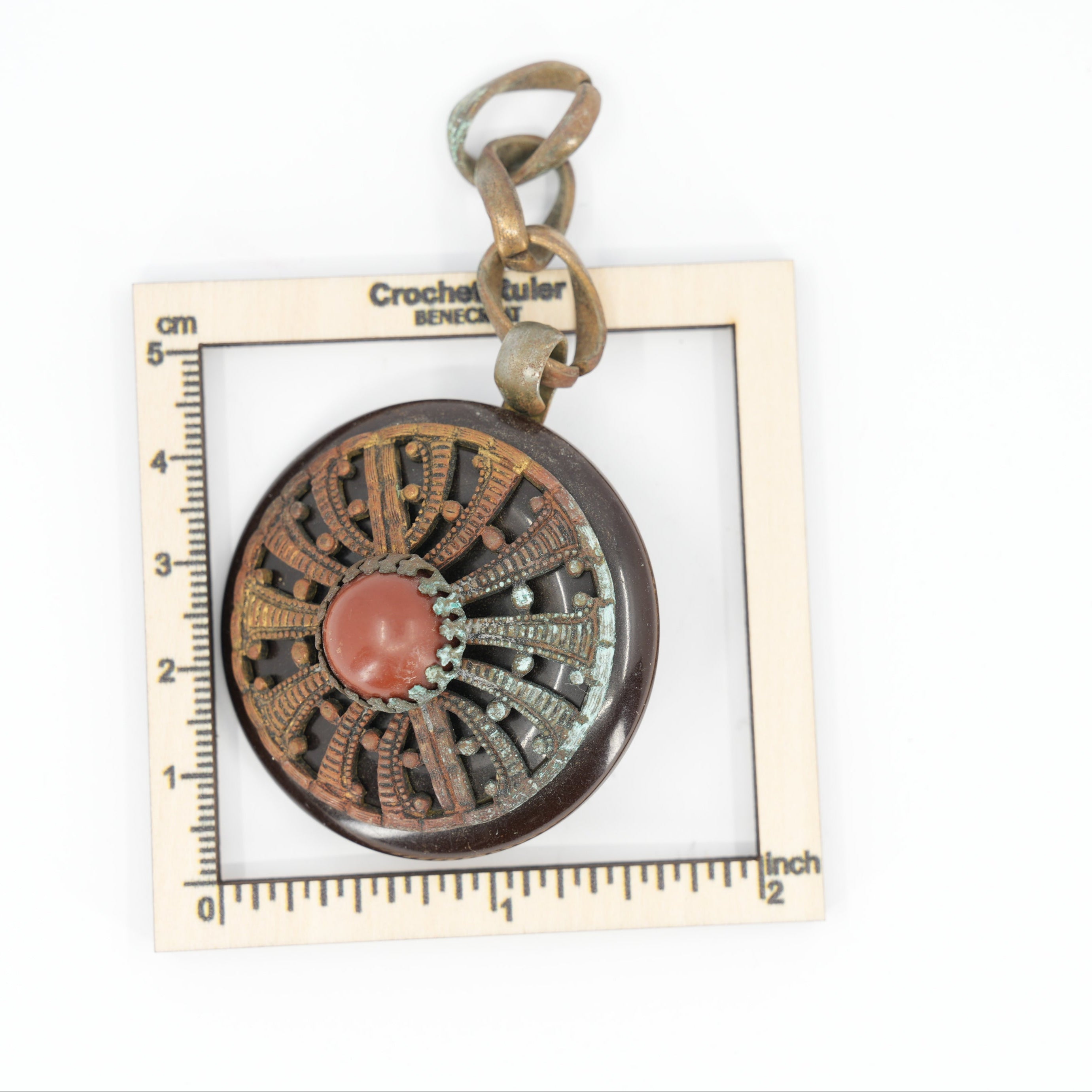 Vintage Domed Cloak Closure with Ornamental Metalwork | 4.5 cm (1.77 in)