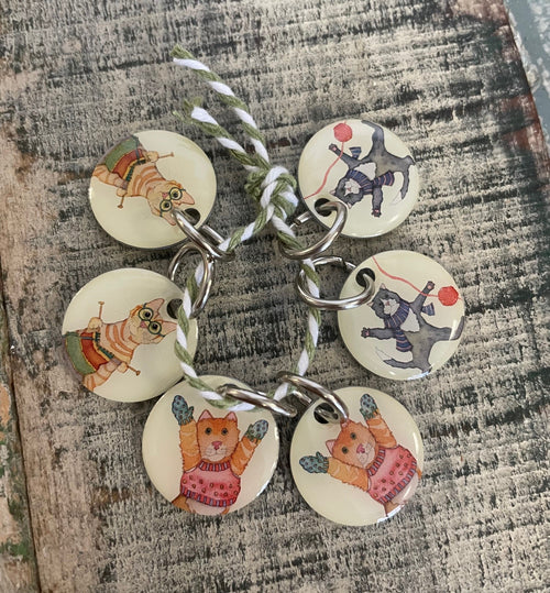 Ring Stitch Markers (set of 6) in Pocket Tin by Emma Ball