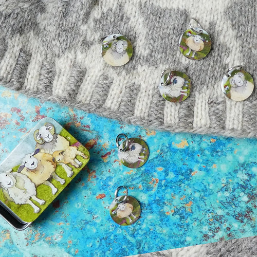 Ring Stitch Markers (set of 6) in Pocket Tin by Emma Ball