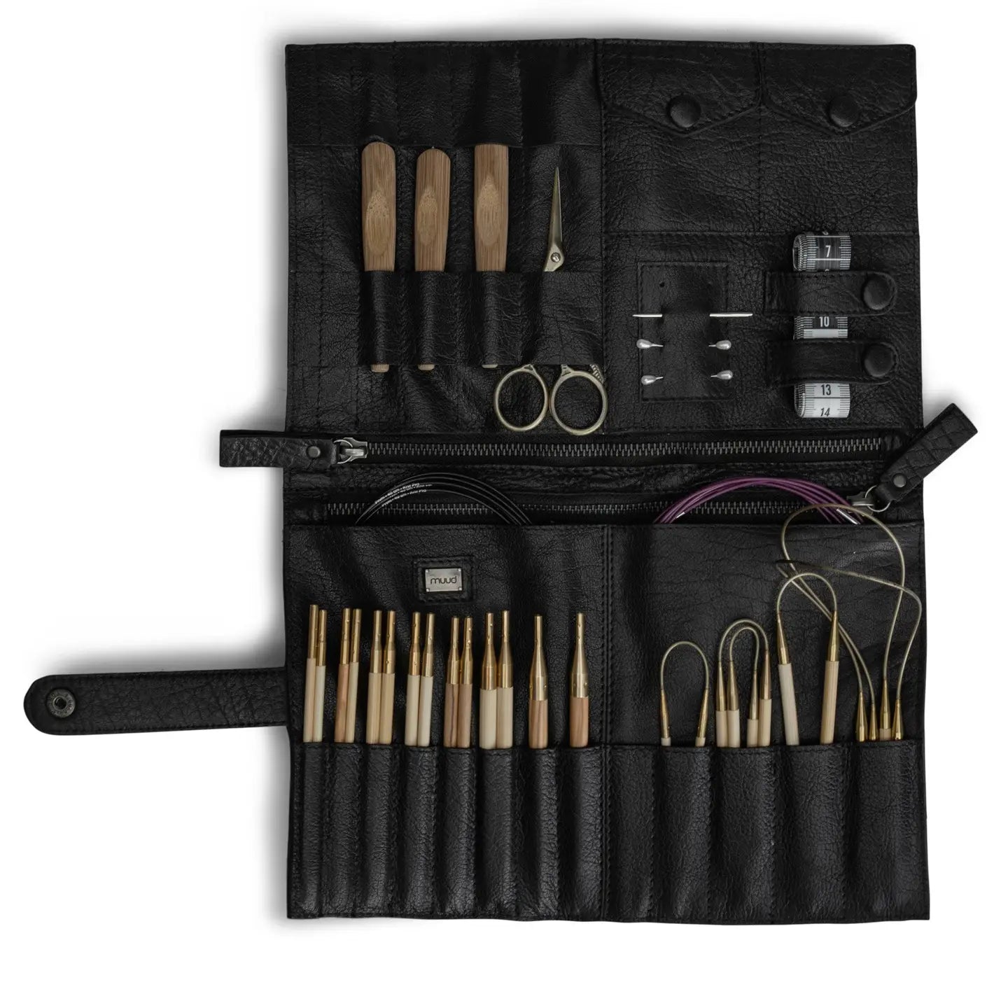 MUUD Billie – Premium Leather Case for Crochet Hooks and Knitting Needles