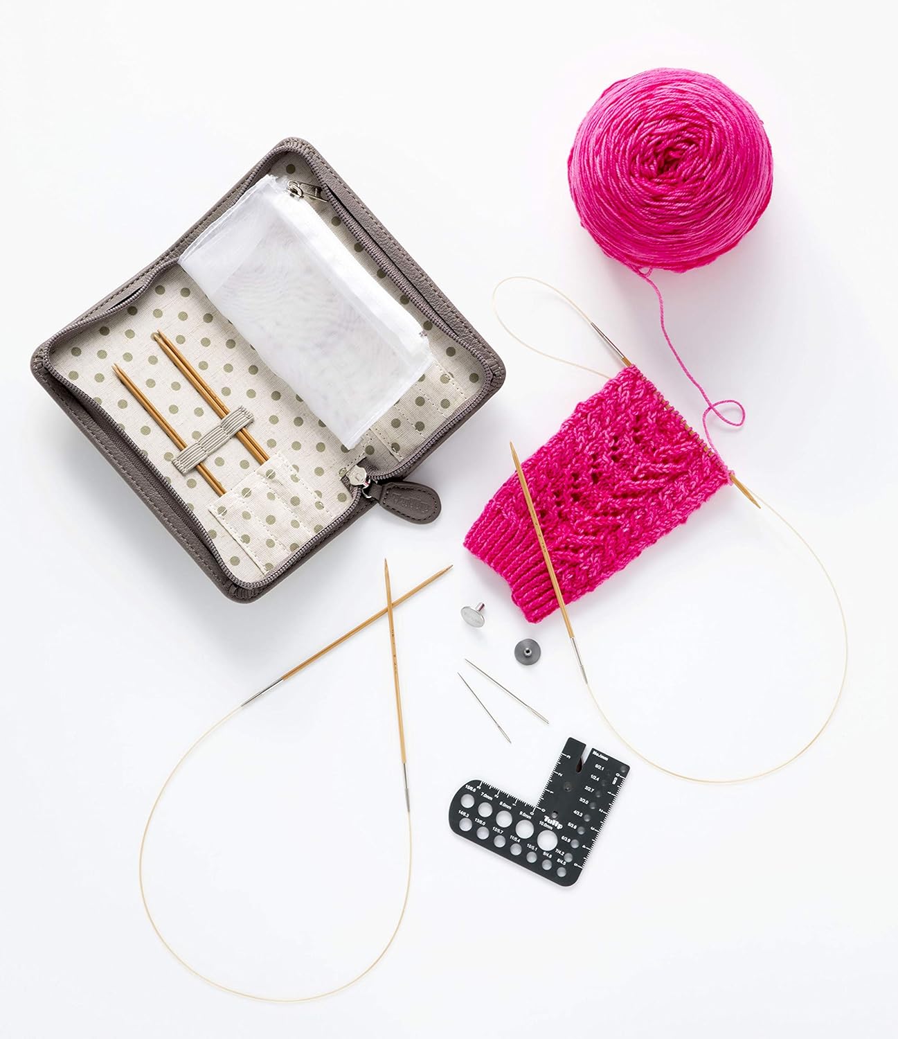 Tulip Bamboo Knitting Needle Set Carry С Long Fine Gauge TP1276