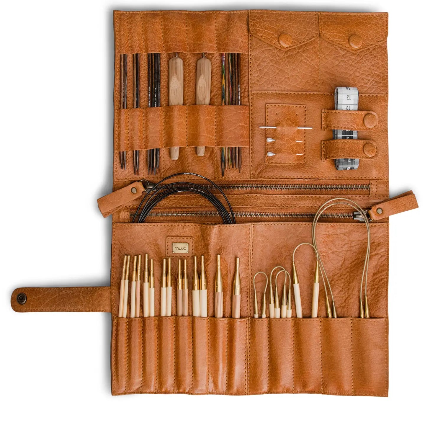 MUUD Billie – Premium Leather Case for Crochet Hooks and Knitting Needles
