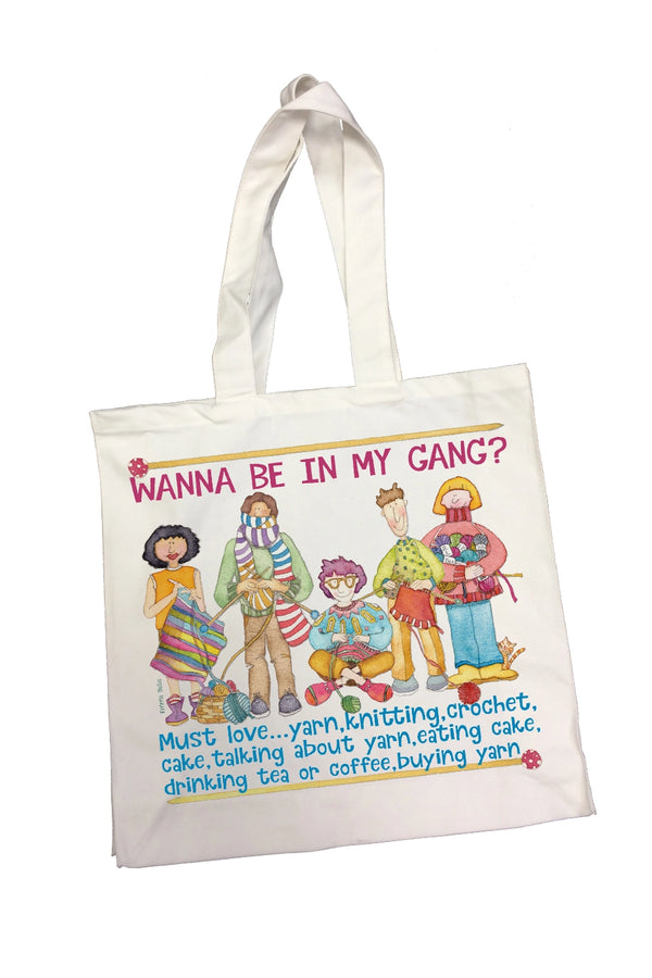 Wanna Be in My Gang?... Cotton Canvas Bag Squishing Yarn Project Cotton Canvas Bag