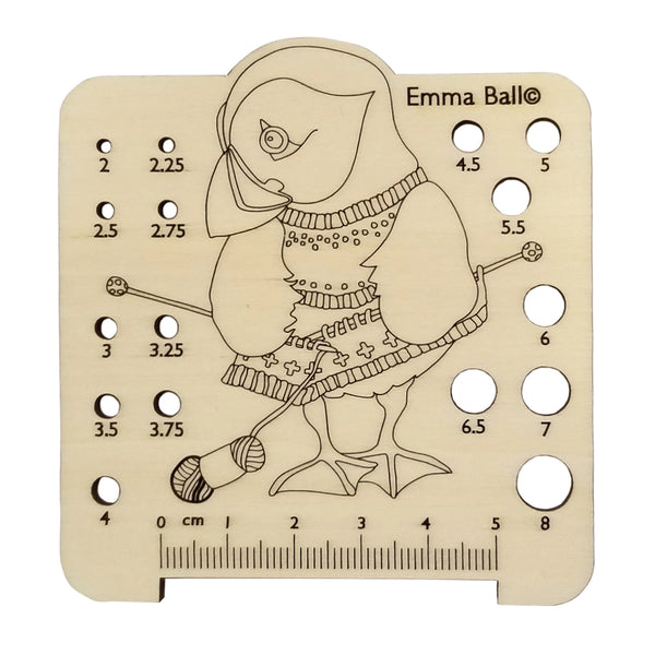 Woolly Puffin Wooden Needle Gauge