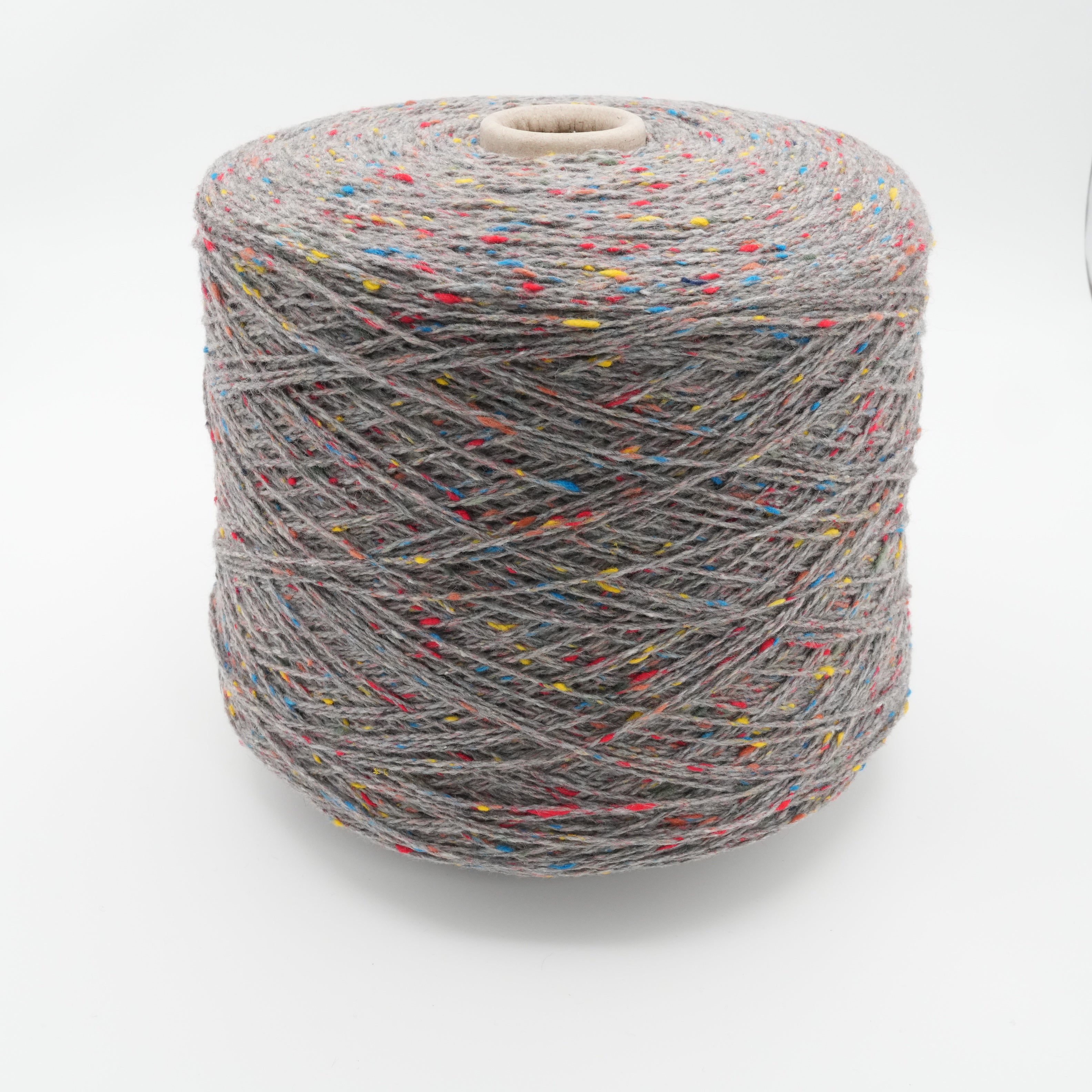 Granite Carnival Tweed 400m/100g (437yds/3.5oz), Granite Grey with Multicolor Neps – Merino Wool & Silk Tweed Blend