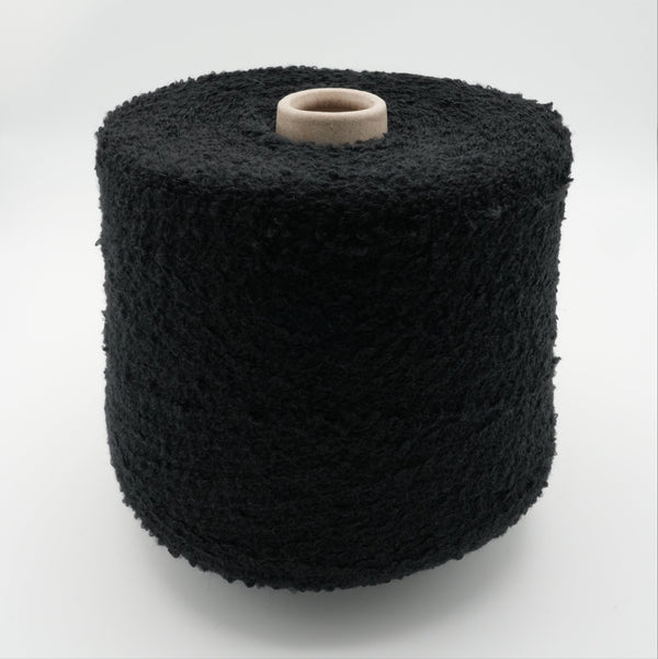 Airy Black Bouclé 310m/100g (339yds/3.5oz), Deep Black – Wool, Silk & Polyamide Bouclé Blend