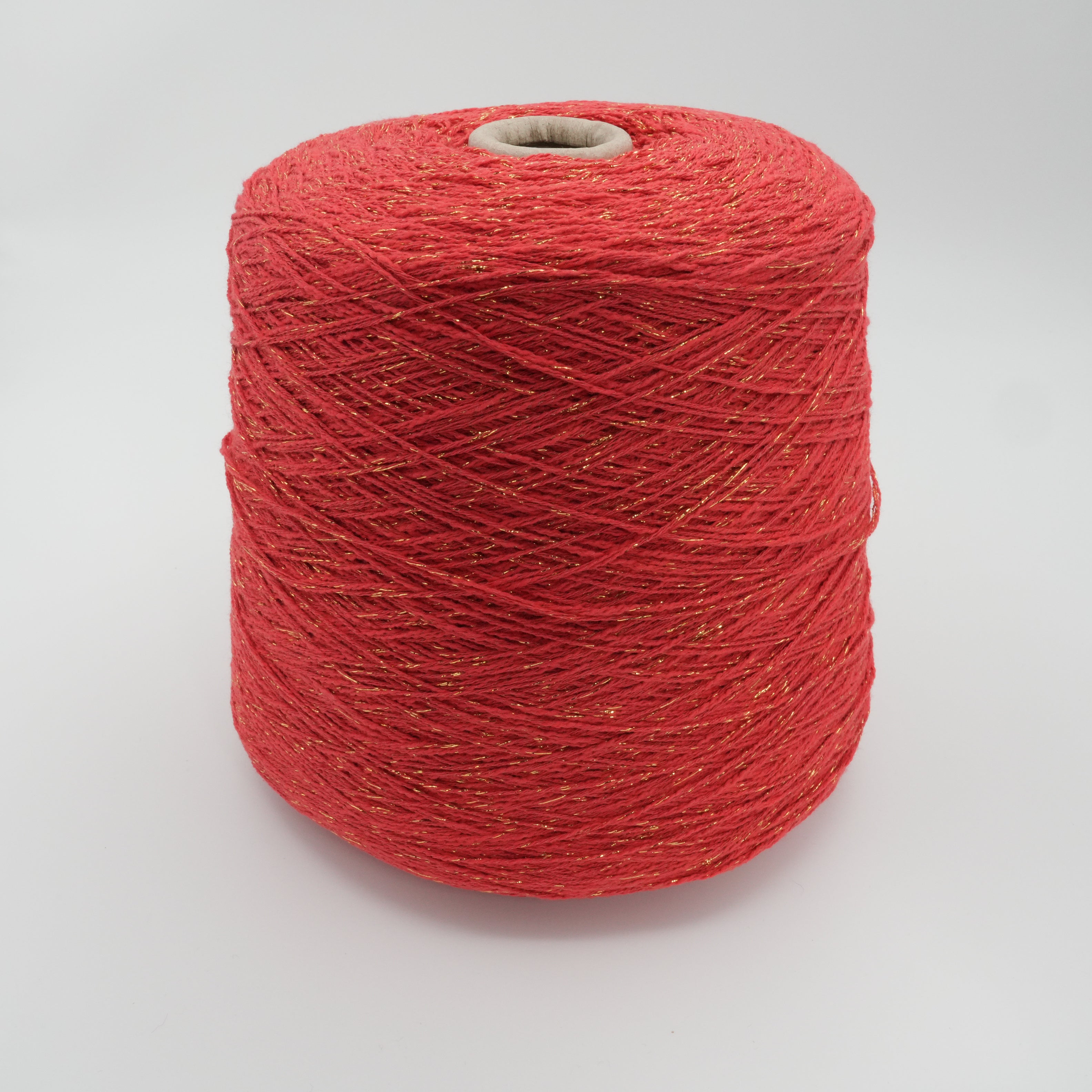Golden Poppy 380m/100g (415yds/3.5oz), Scarlet Red with Gold – Cotton & Lurex Blend