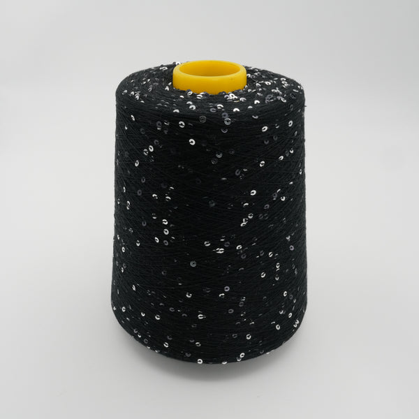 Night Silver 1200m/100g (1312yds/3.5oz), Silver – Viscose & Sequins Blend