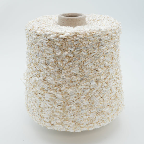 Binario 200m/100g (219yds/3.5oz), Greggio White – Polyamide & Lurex Blend