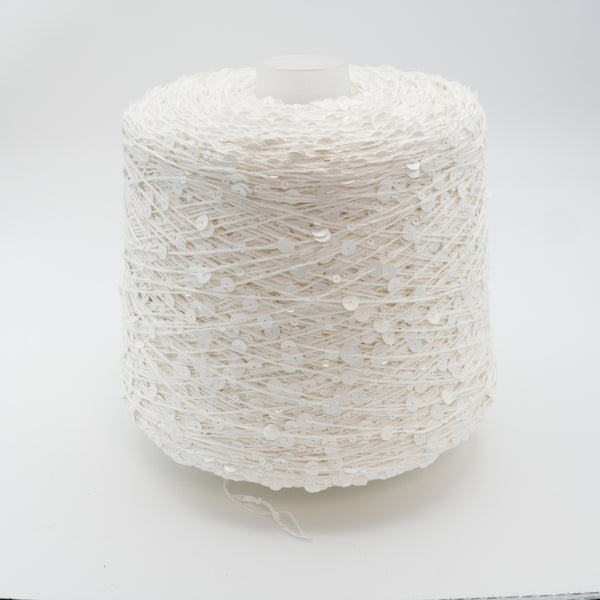Cotton Paillettes 270m/100g (295yds/3.5oz), White Cotton – Cotton & Polyester Blend