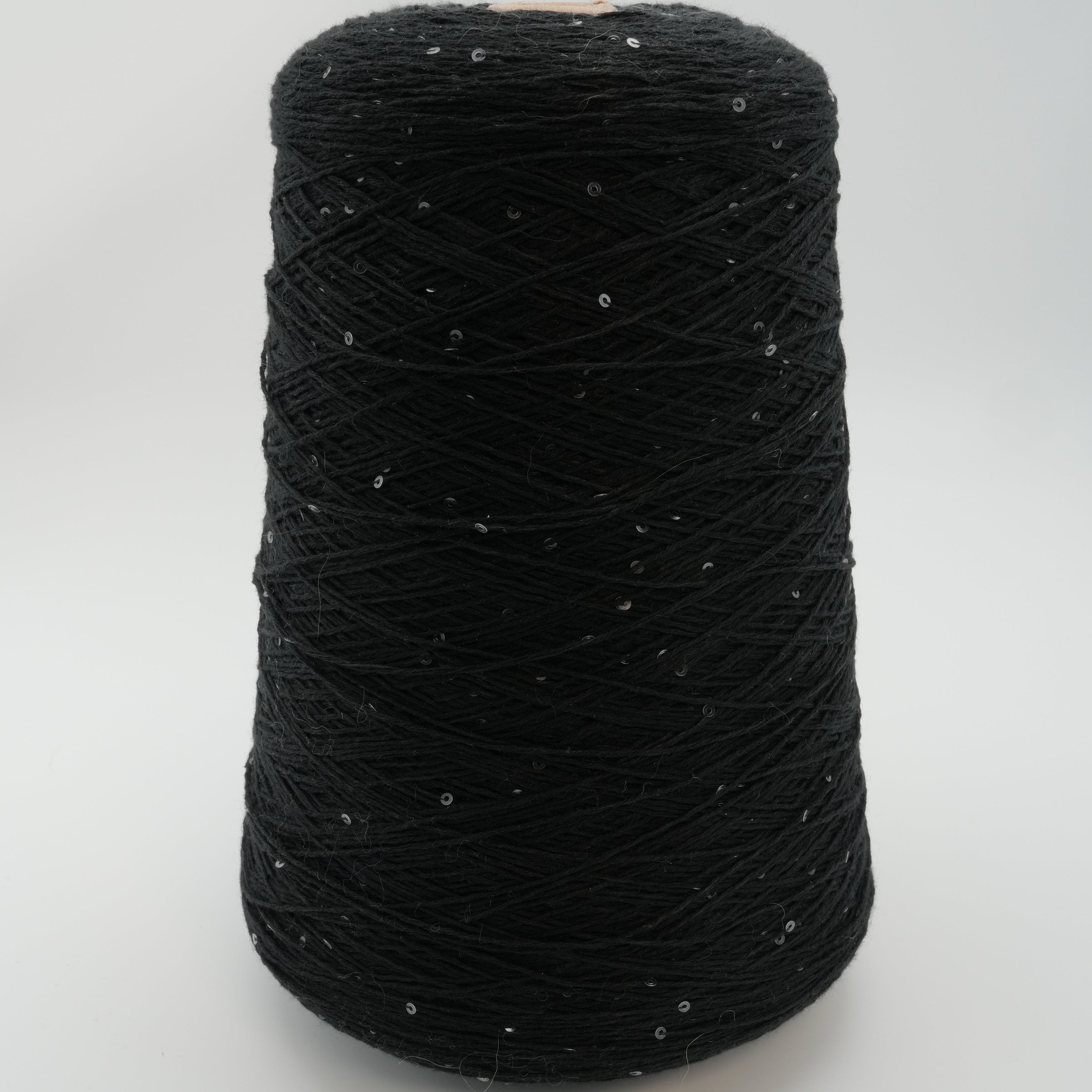 Cotton Paillettes 400m/100g (437yds/3.5oz), Black Cotton – Cotton with Sequins Blend