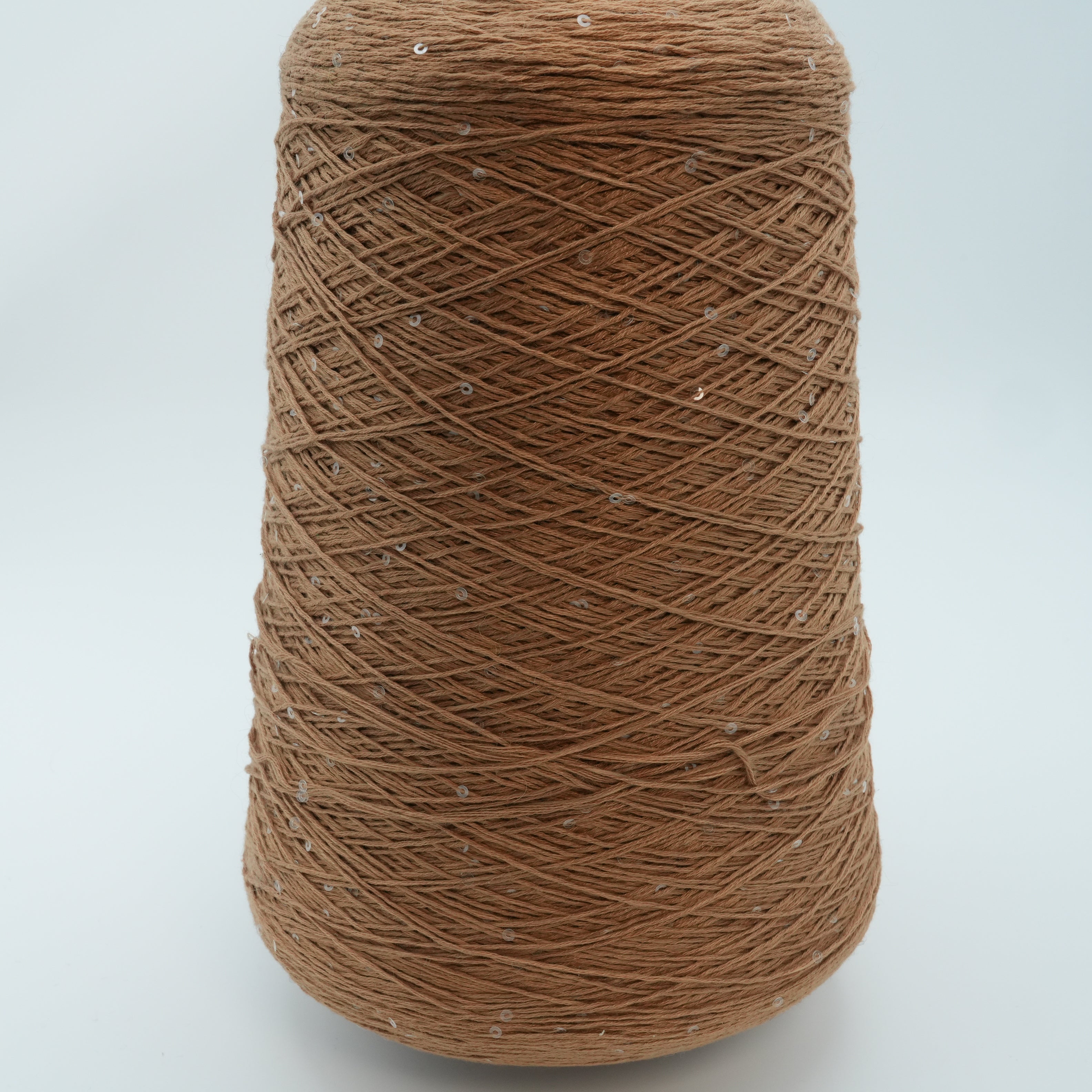 Cotton Paillettes 400m/100g (437yds/3.5oz), Milk Tea – Cotton with Sequins Blend