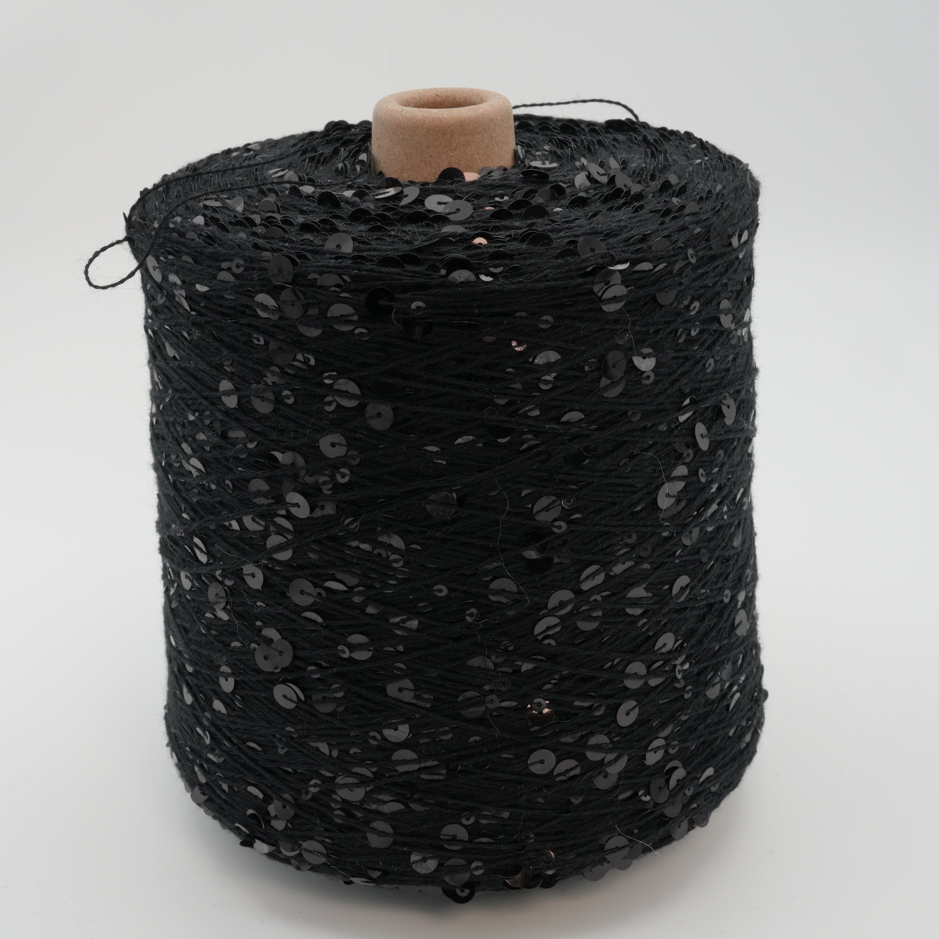 Cotton Paillettes 270m/100g (295yds/3.5oz), Black Cotton – Cotton & Polyester Blend with Black Sequins
