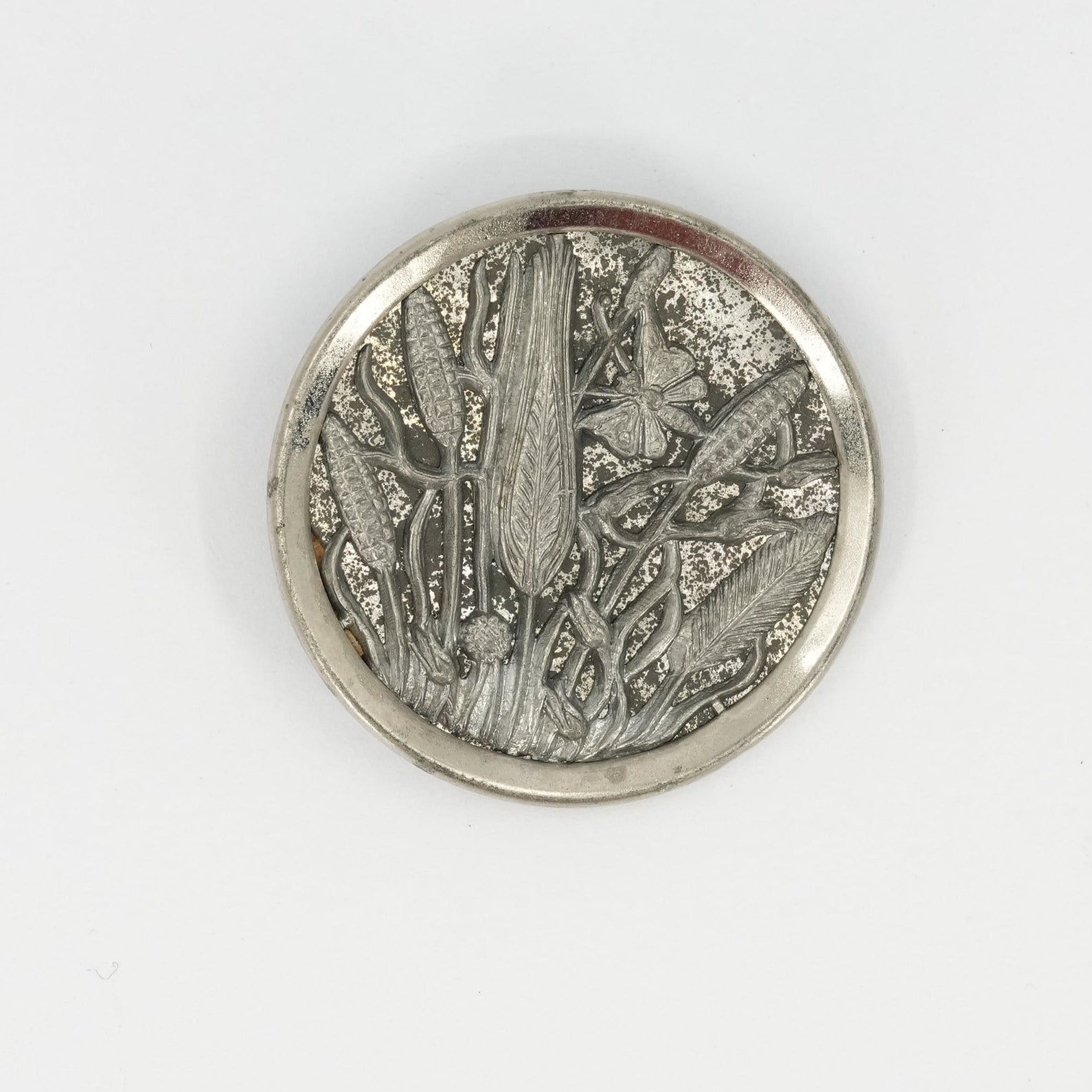 Vintage Button | Botanical Silver – 3.8 cm / 1.5 in