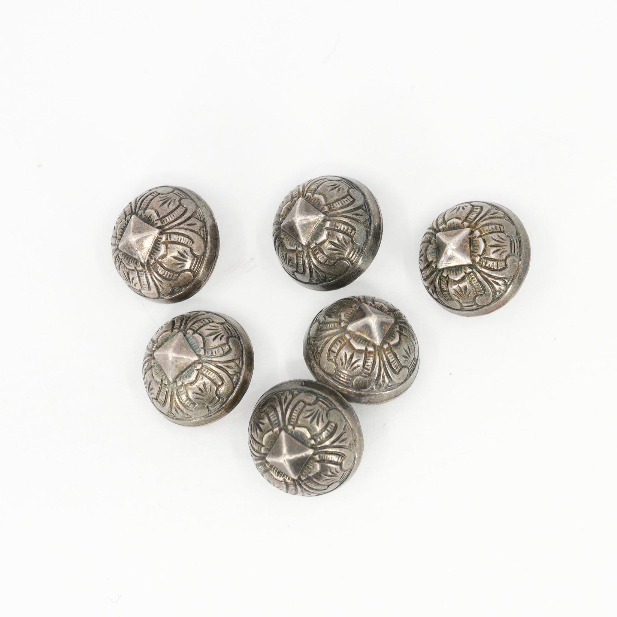 Sterling Silver Western Dome Buttons, 1.3 cm / 0.51 in — Set of 6