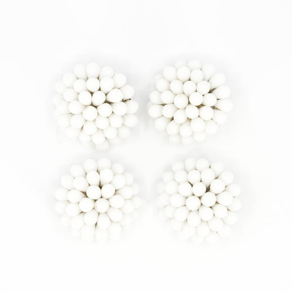 Vintage Cluster Dome Buttons – White Glass Beads (Set of 4), 3.0 cm / 1.18 in
