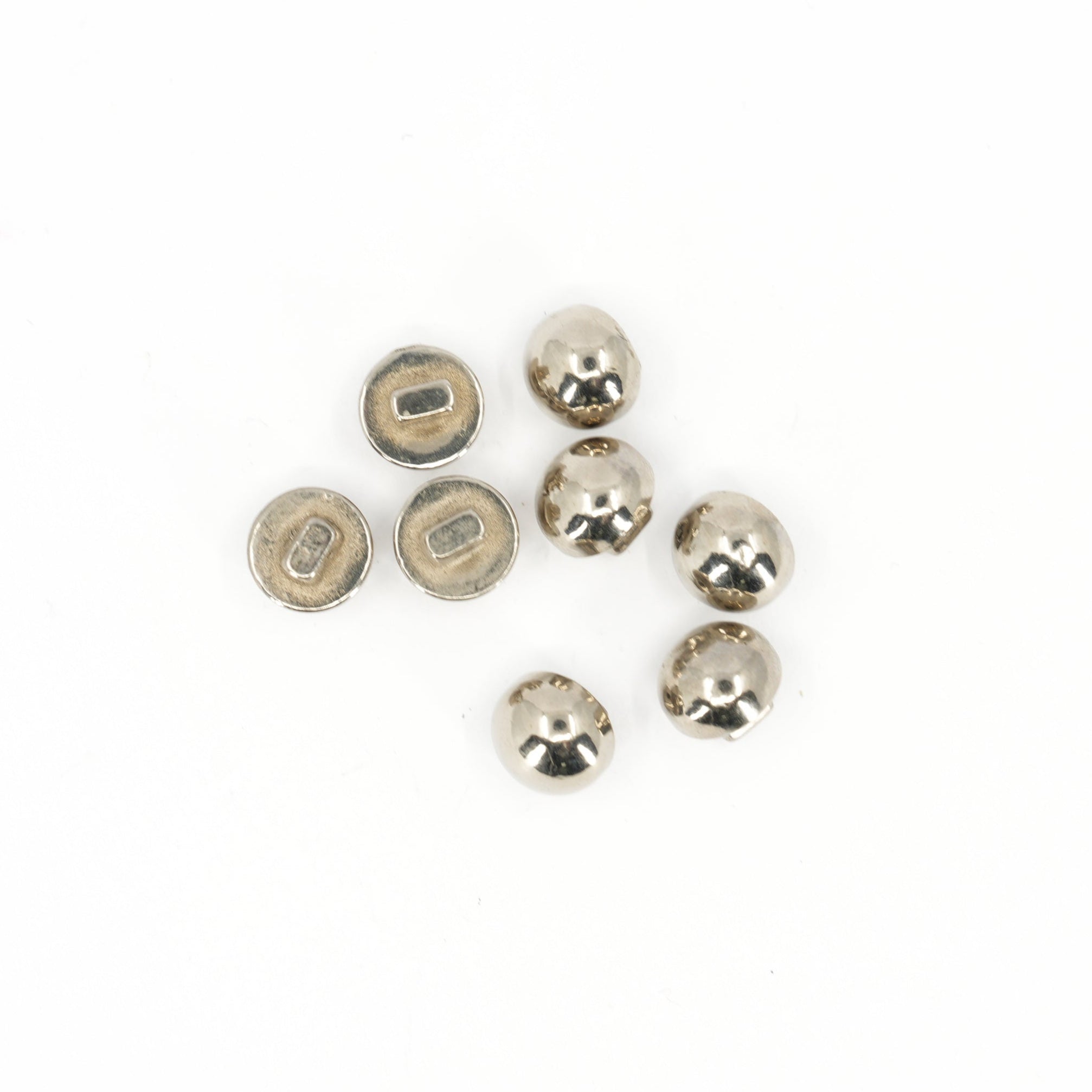 Polished Dome Buttons, 0.9 cm (0.35 in) – Shiny Silver Tone Metal (Set of 8)
