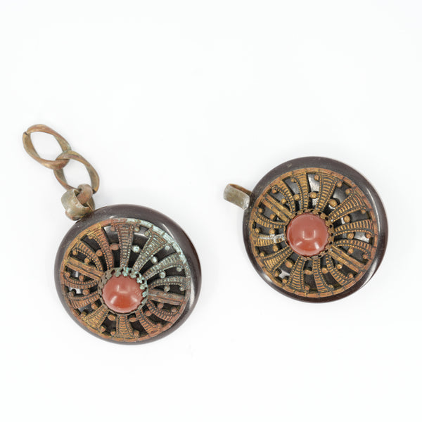 Vintage Domed Cloak Closure with Ornamental Metalwork | 4.5 cm (1.77 in)