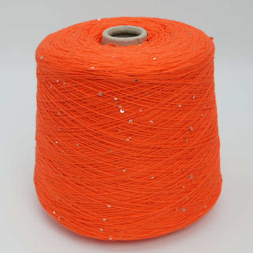 Primavera NM4200 (459yds/3.5oz), Flame Orange – Cotton & Polyester (Sequin Carrier) Blend