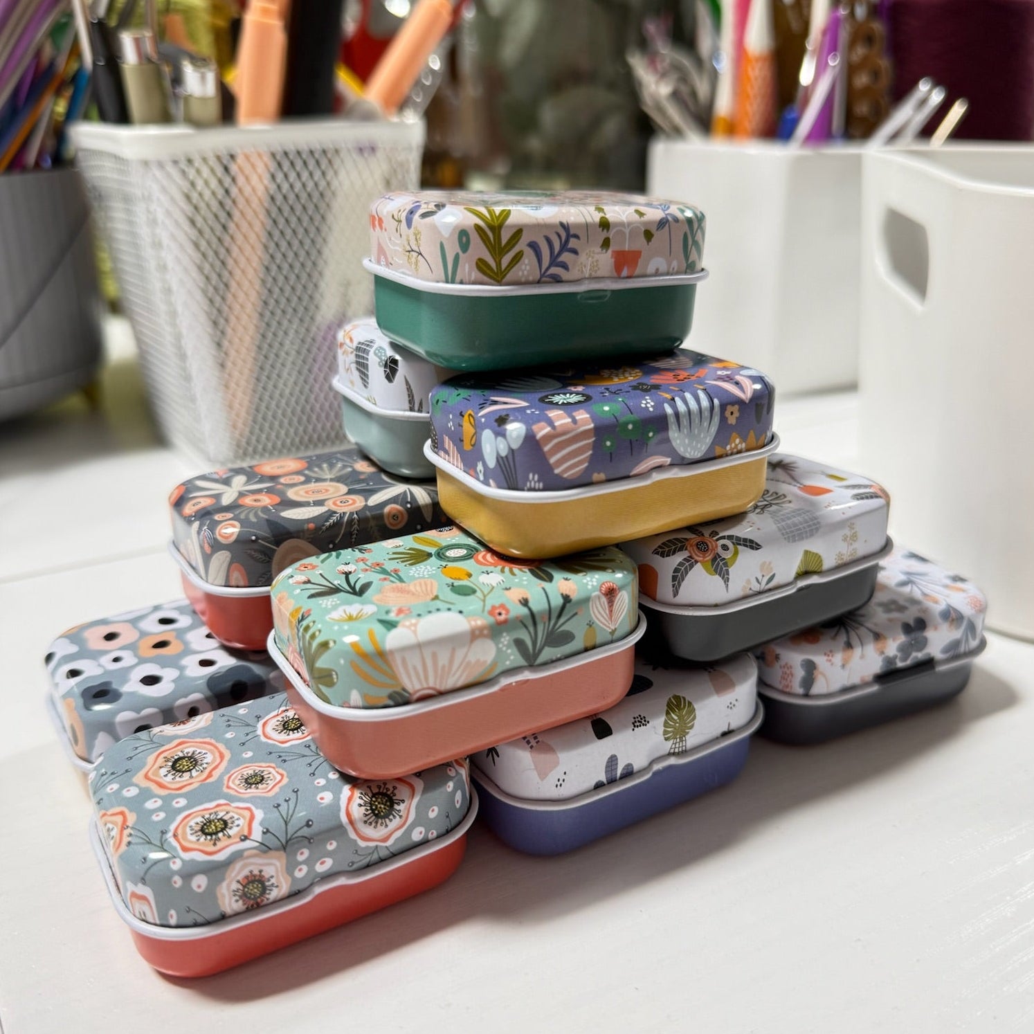 Tin Box with Stitch Markers