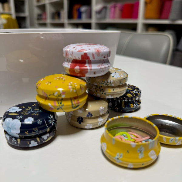 Round Tin with Decorative Stitch Markers