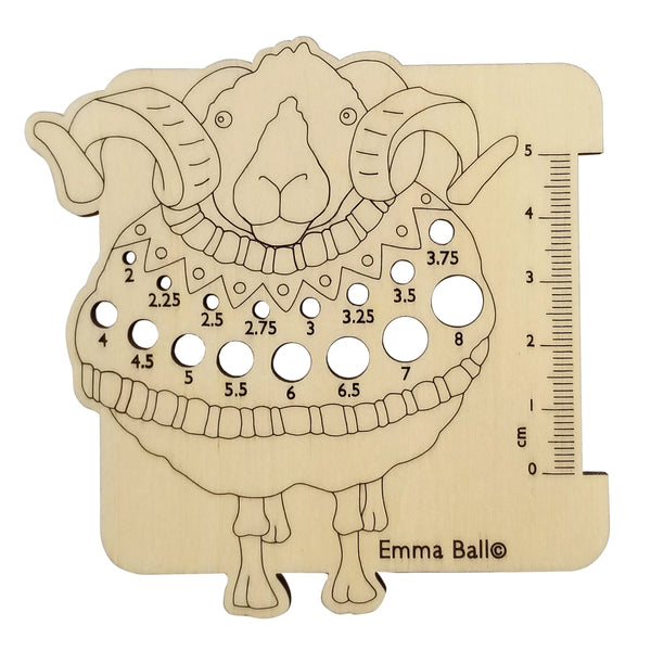 Sheep in Sweaters Wooden Needle Gauge