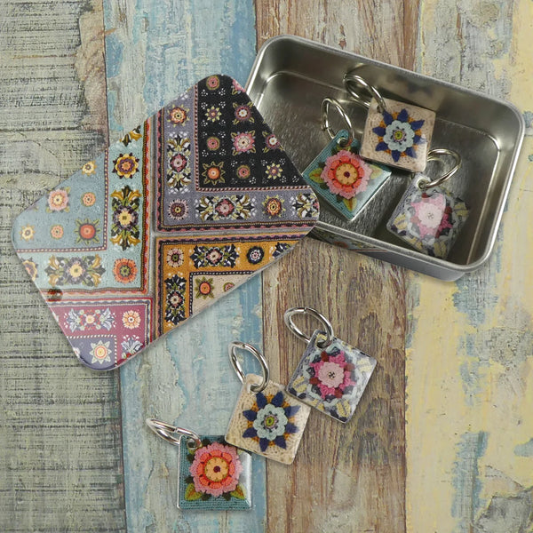 Ring Stitch Markers (set of 6) in Pocket Tin by Emma Ball