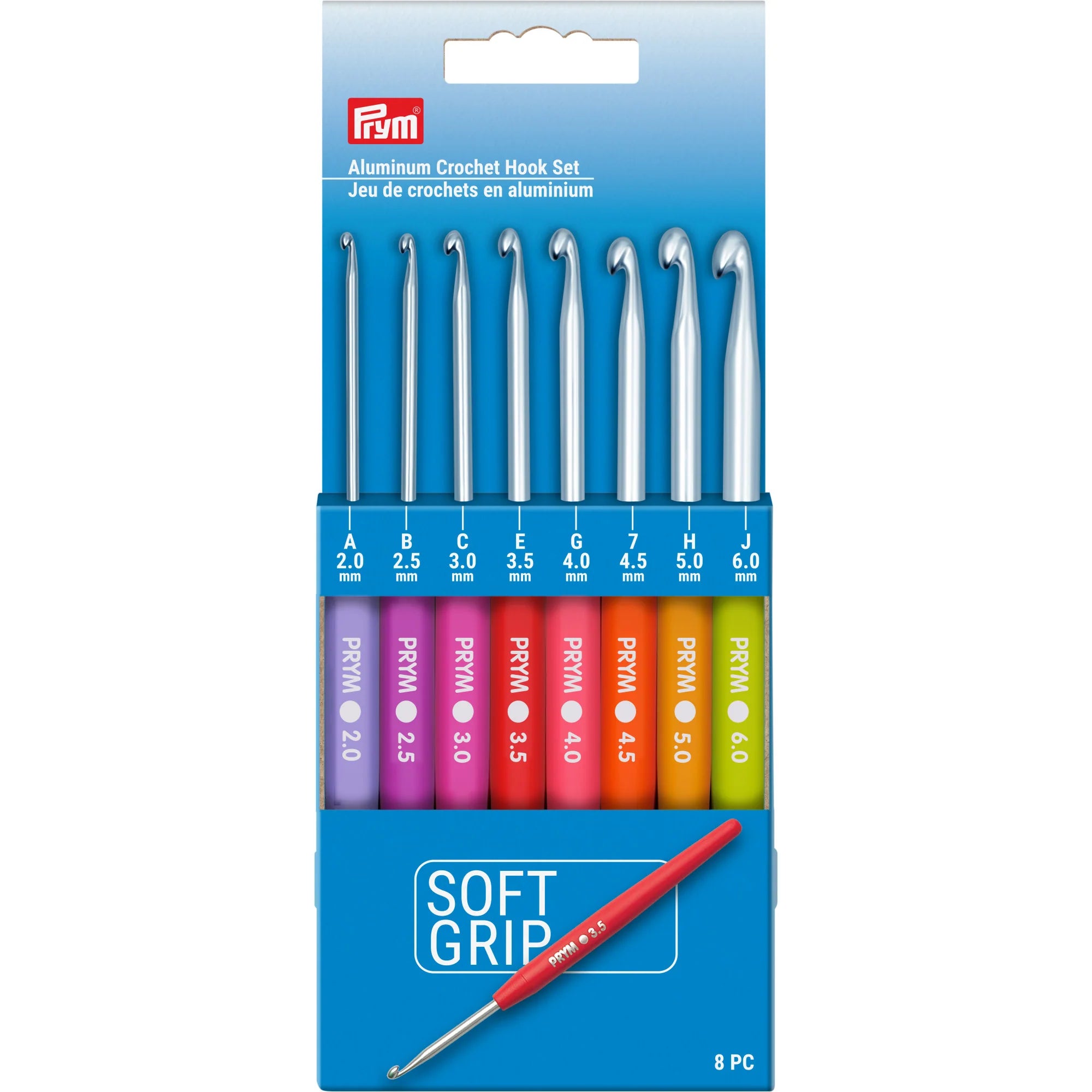 Prym Soft Grip Aluminum Crochet Hook Set, 2–6 mm
